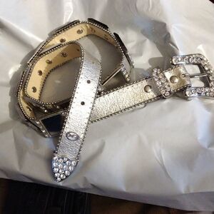 Christine Alexander leather and rhinestone belt